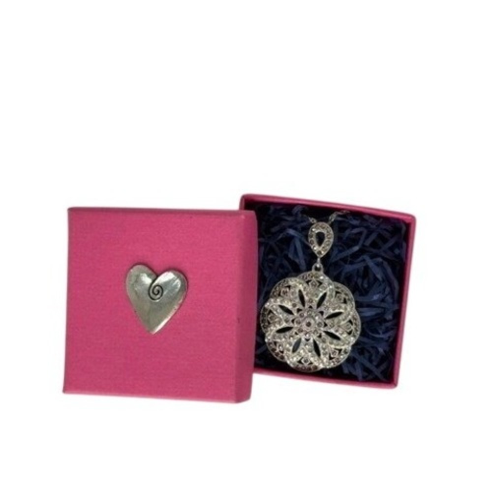 Crystaluxe Sterling Silver Marcasite Crystal Filigree Pendant‎ 18" Necklace NWT - Picture 10 of 11